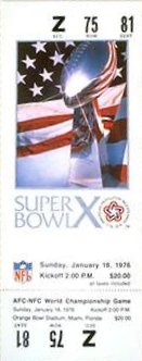 Le ticket du Super Bowl X