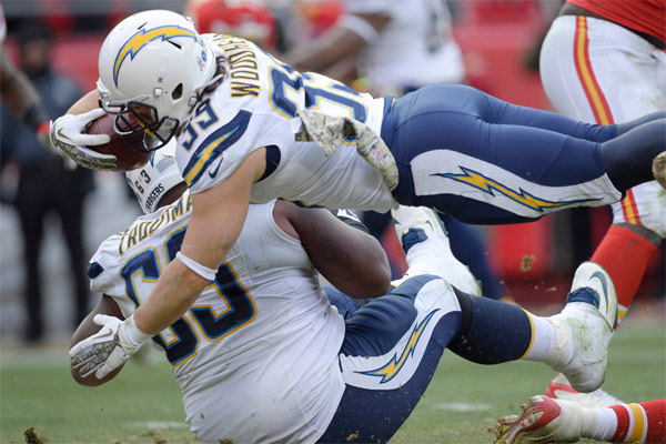 Danny Woodhead toujours prcieux avec 2 TD