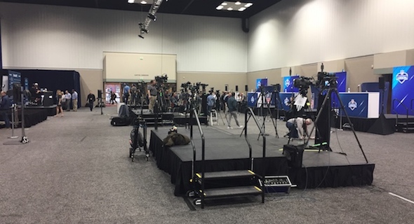 Salle d'interviews du NFL Combine