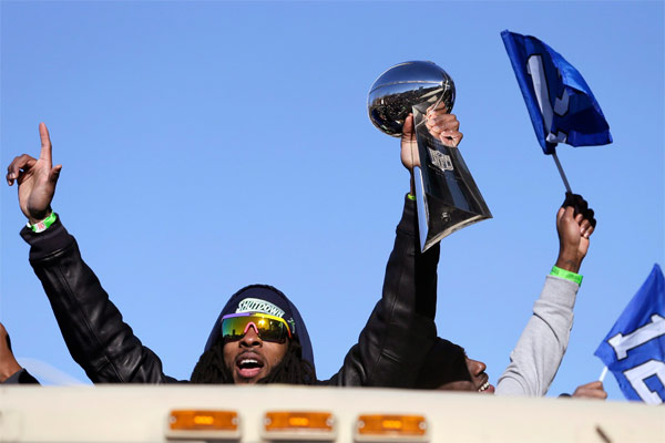 Richard Sherman lors de la parade à Seattle